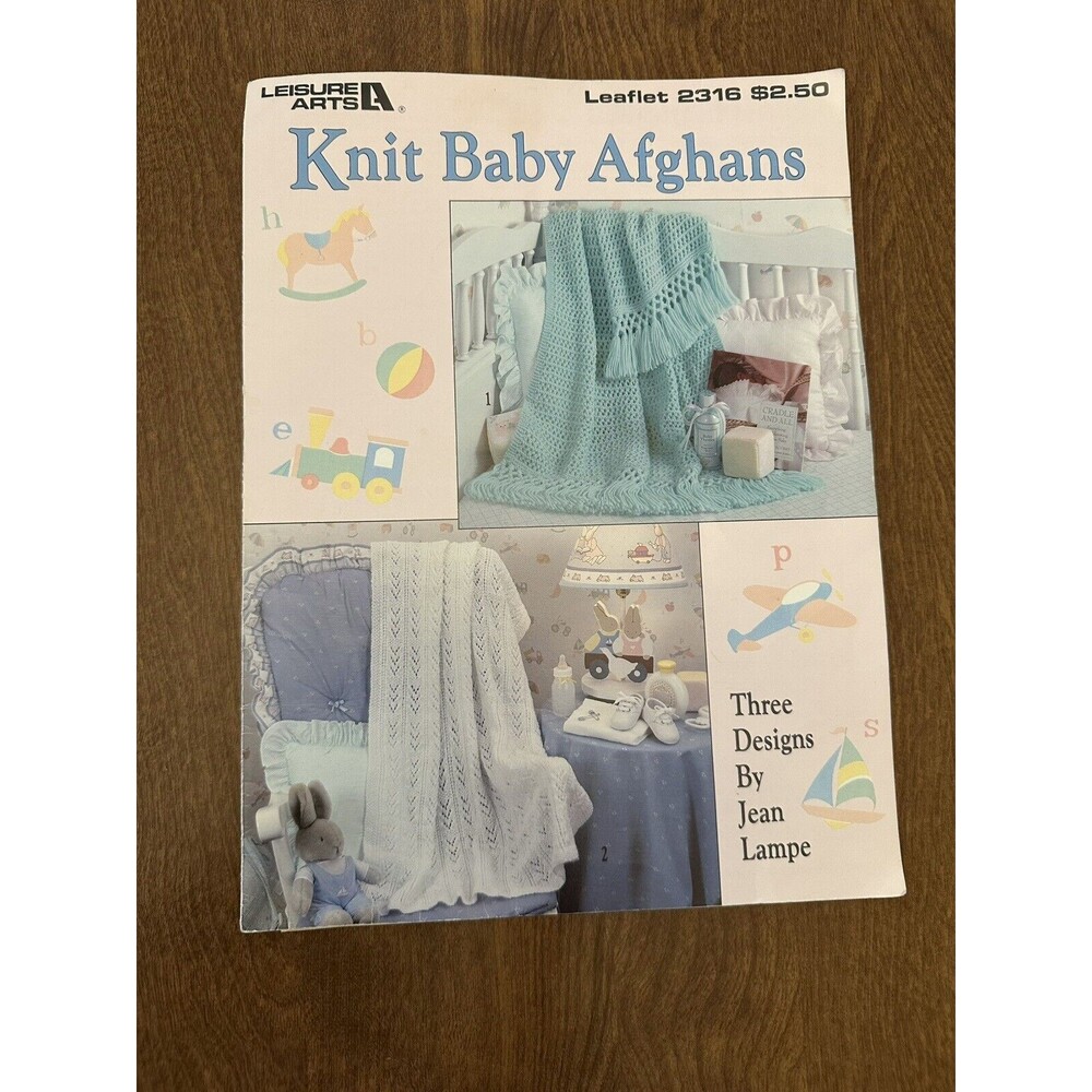 Leisure Arts Leaflet Knit Baby Afghans Three Patterns Vintage 1992 By Jean Lampe